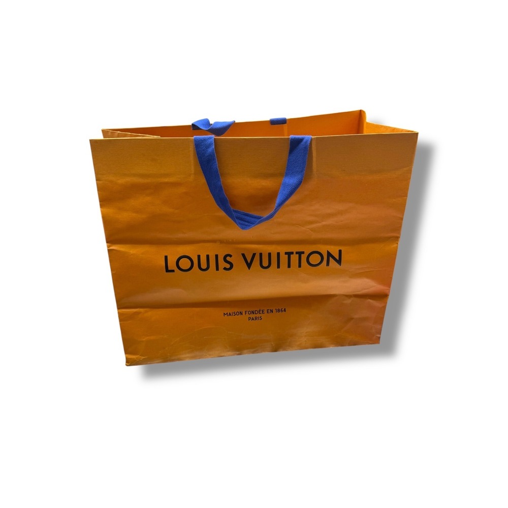 Louis Vuitton Large Shopping Bag Imperial Saffron 19.5x16 Blue Handles Gift Tote